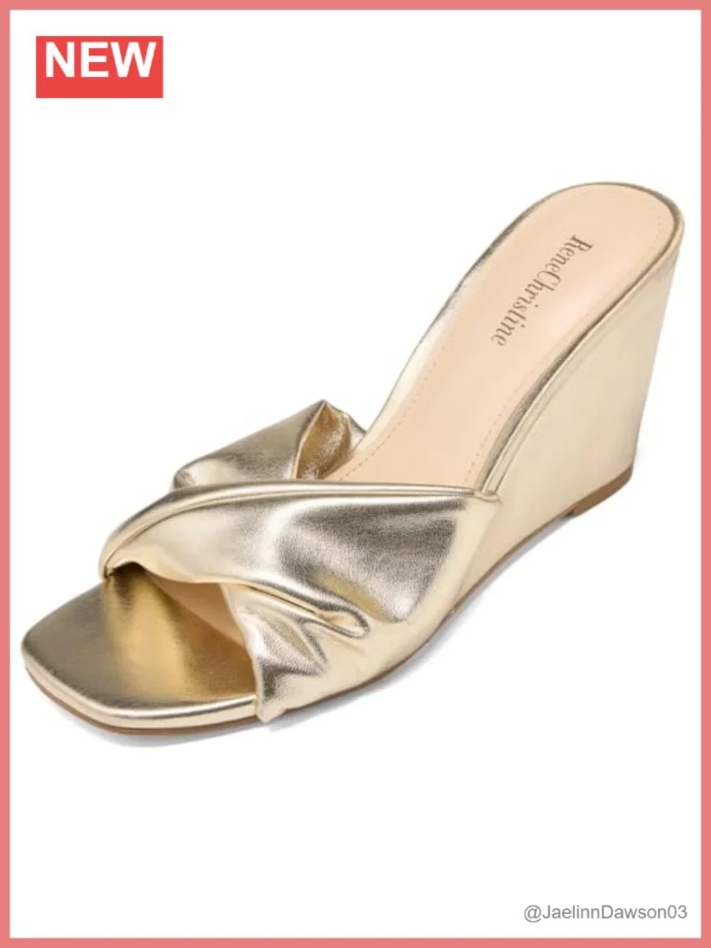 Women's Woven Square Toe Wedge Heels Slip-On Sandals 3.3
